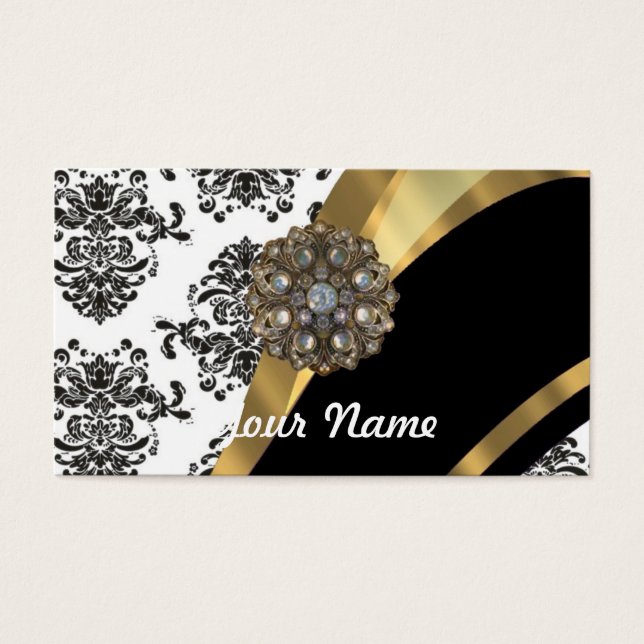 Cartes De Visite Masque noir et blanc, bijou faux (Devant)