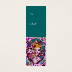 Cartes De Visite MASQUES DE MASQUÉRADE VALENTINE, CONFETTI, violet 