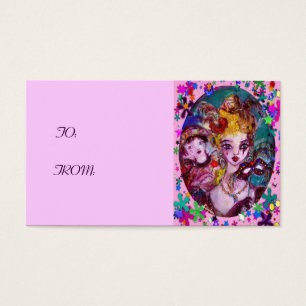 Cartes De Visite MASQUES DE MASQUÉRADE VALENTINE, CONFETTI, violet