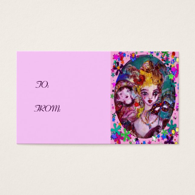 Cartes De Visite MASQUES DE MASQUÉRADE VALENTINE, CONFETTI, violet  (Devant)