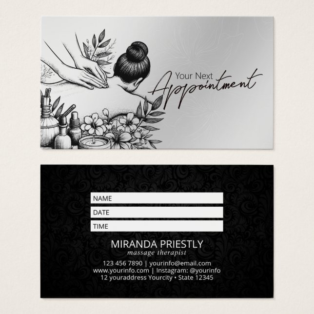 Cartes De Visite Massage Thérapie Guérison Mains Énergie Spa Bien-ê (Devant & derrière)