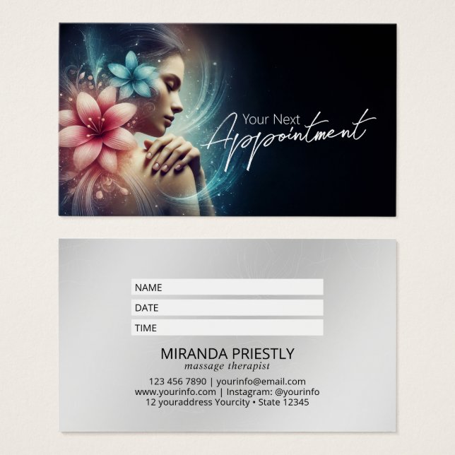 Cartes De Visite Massage Thérapie Guérison Mains Énergie Spa Bien-ê (Devant & derrière)