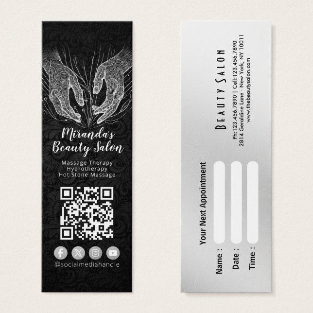 Cartes De Visite Massage Thérapie Guérison Mains Énergie Spa Bien-ê (Devant & derrière)