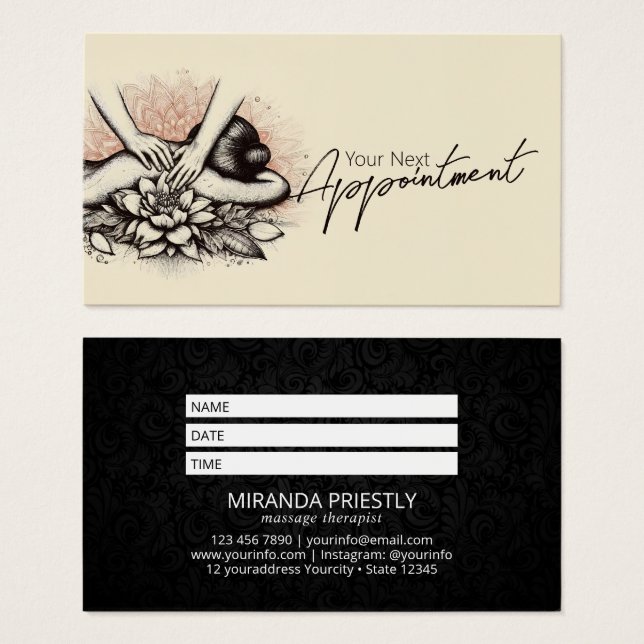 Cartes De Visite Massage Thérapie Guérison Mains Énergie Spa Bien-ê (Devant & derrière)