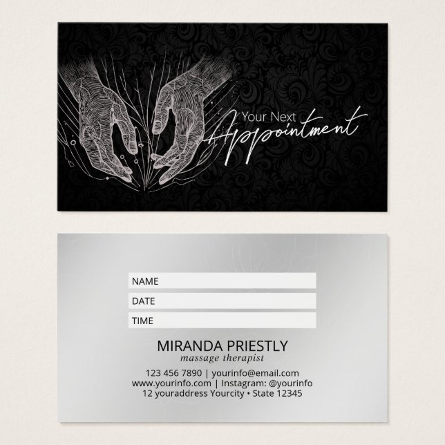 Cartes De Visite Massage Thérapie Guérison Mains Énergie Spa Bien-ê (Devant & derrière)