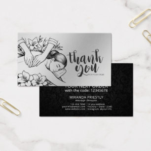 Cartes De Visite Massage Thérapie Healing Mains Spa d'énergie Merci