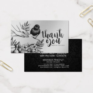 Cartes De Visite Massage Thérapie Healing Mains Spa d'énergie Merci