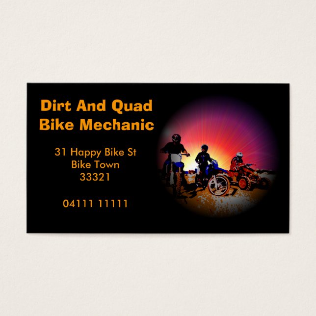 Cartes De Visite Mécanicien de vélo de piste (Devant)