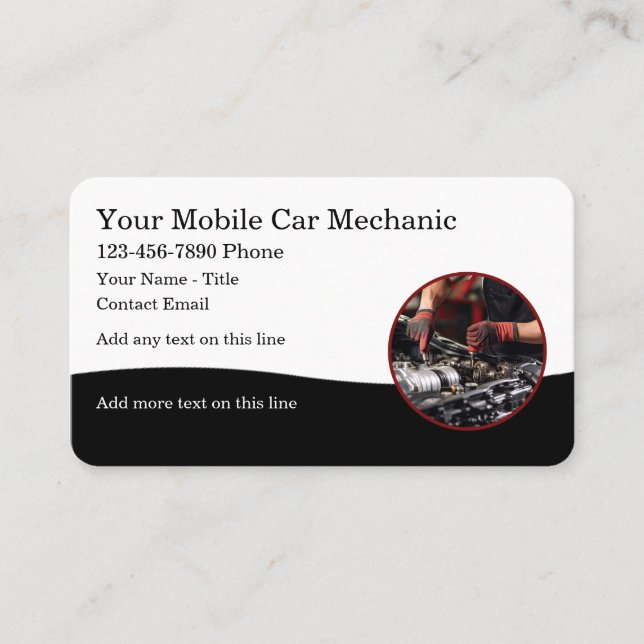 Cartes de visite mécaniciens de voitures mobiles (Devant)