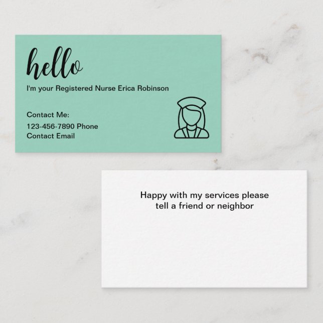 Cartes de visite Médicales de contact infirmière a (Devant / Derrière)