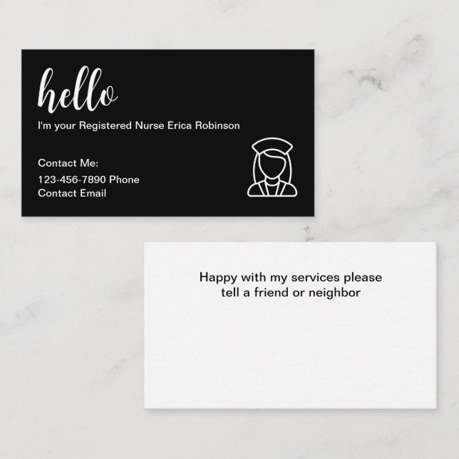 Cartes de visite Médicales de contact infirmière a (Devant / Derrière)