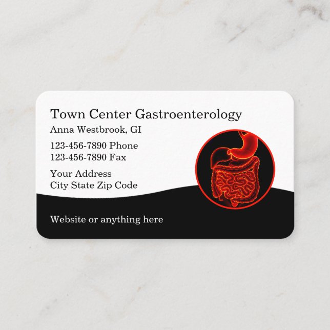 Cartes de visite médicales de gastroentérologue (Devant)