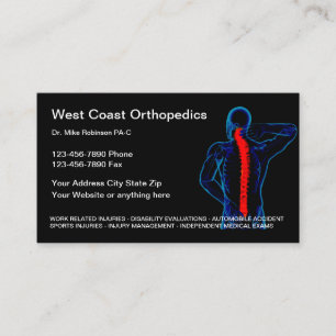 Cartes de visite médicales de médecin orthopédique