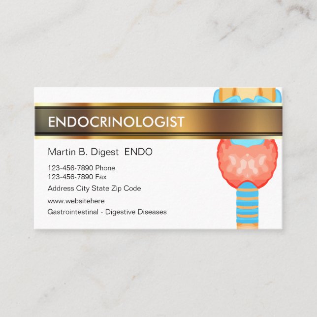 Cartes de visite médicales d'endocrinologue (Devant)