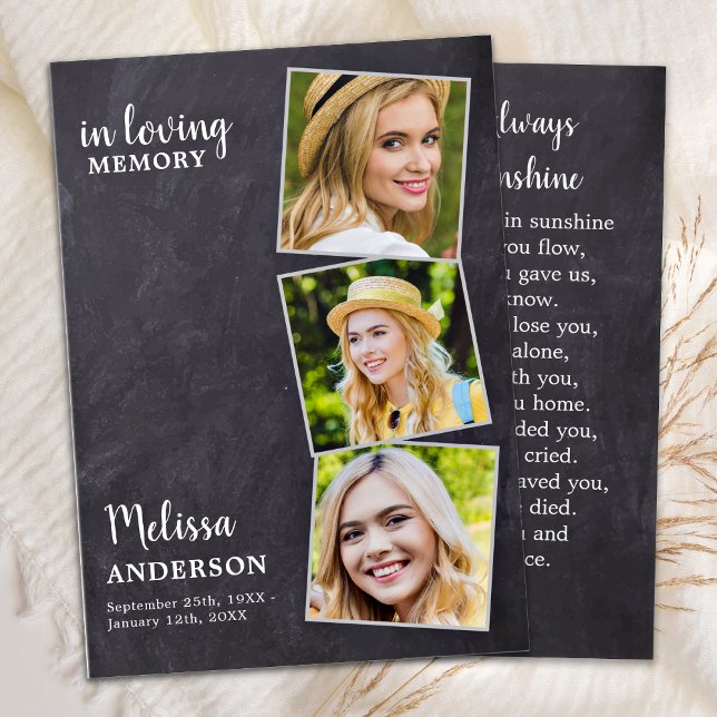 Cartes De Visite Mémoire d'amour 3 Photo Sympathy Funeral Prayer Ca (Créateur téléchargé)