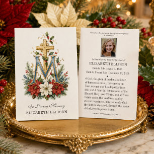 Cartes De Visite Mémorial catholique de Noël pour funérailles en l'