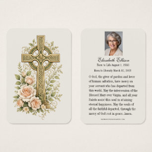 Cartes De Visite Mémorial de prière funéraire catholique de la croi