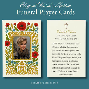 Cartes De Visite Mémorial de prières funéraires florales