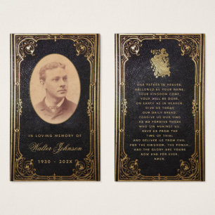 Cartes De Visite Memorial Funeral Vintage Black Gold Priayer Card