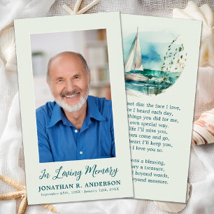 Cartes De Visite Memorial Photo Ocean Sail Boat Funeral Preral Card