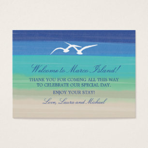 Cartes De Visite Mer de sable et mouettes Étiquette Faveur mariag