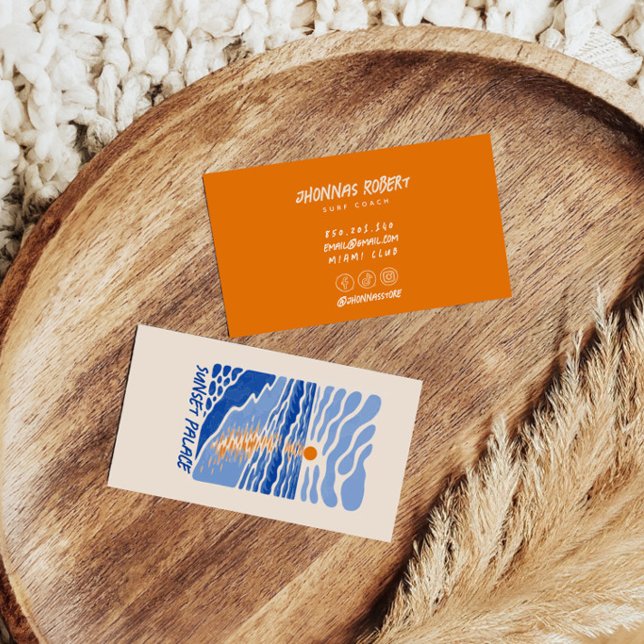 cartes de visite mer doodle rétro (Créateur téléchargé)