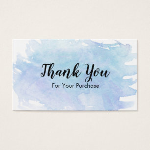 Cartes De Visite Merci bleu d'éclaboussure d'aquarelle