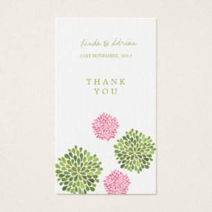 Cartes De Visite Merci Cadeau Favoriser Tags Rose & Green Blooms