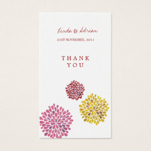 Cartes De Visite Merci Cadeau Favoriser Tags Rouge Rose Jaune Fleur