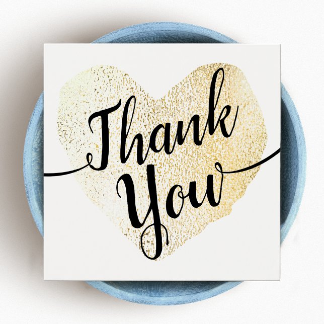 Cartes De Visite Merci de calligraphie du script Gold Heart (Créateur téléchargé)