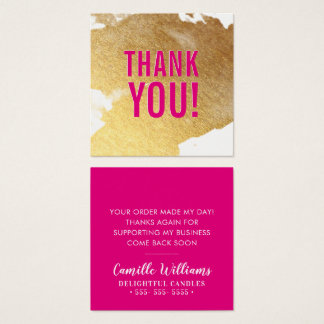 Cartes De Visite MERCI glam luxe faux or feuille éclaboussure rose
