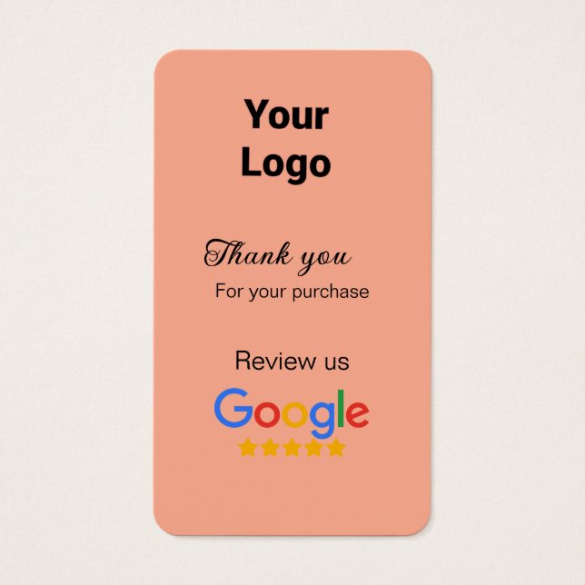 Cartes De Visite Merci pour commander Google avis ajouter logo site (Devant)