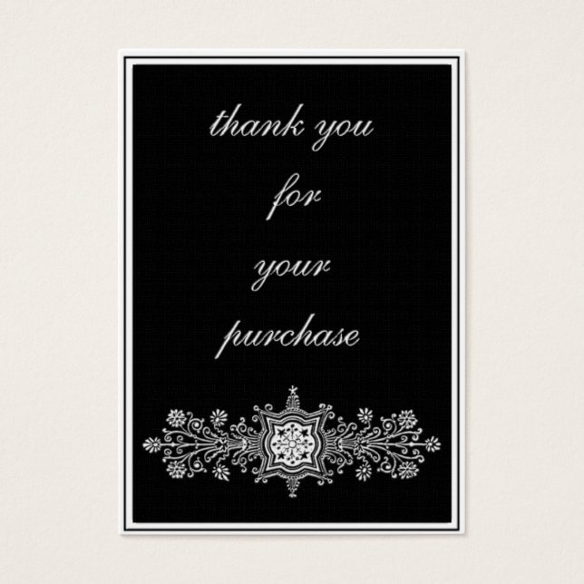Cartes De Visite Merci pour l'achat -noir (Devant)
