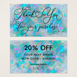 Cartes De Visite merci pour votre achat blue opal