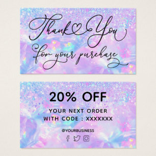 Cartes De Visite merci pour votre achat faux opale pailleté