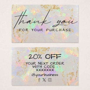 Cartes De Visite merci pour votre achat opale blanche