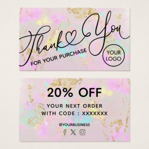 Cartes De Visite merci pour votre achat opale rose