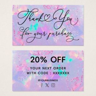 Cartes De Visite merci pour votre achat opale violette