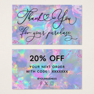 Cartes De Visite merci pour votre achat texture opale