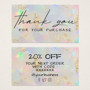 Cartes De Visite merci pour votre achat texture opale