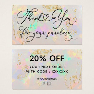 Cartes De Visite merci pour votre achat white opal