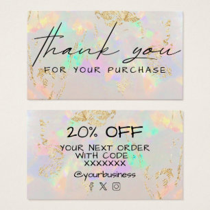 Cartes De Visite merci pour votre achat white opal