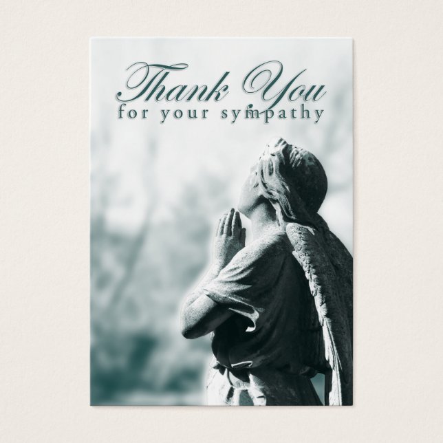 Cartes De Visite merci pour votre sympathie (ange priant) (Devant)