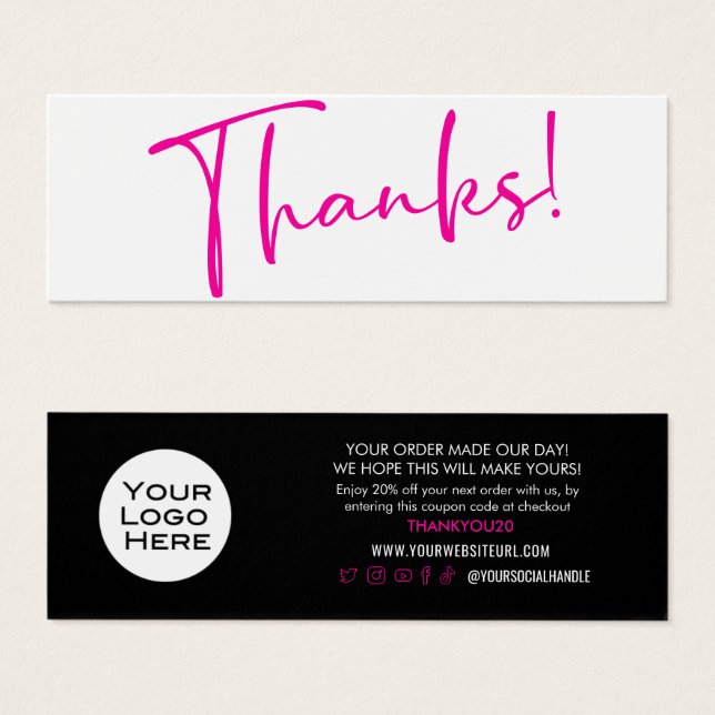 Cartes De Visite Merci ! Remise client moderne décontractée Inserti (Devant & derrière)