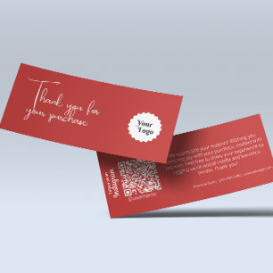 Cartes De Visite Merci Rouge Moderne Pour Votre Achat