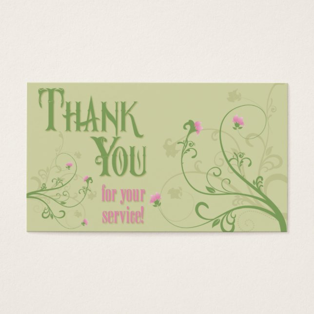 Cartes De Visite Merci - Tourbillons verts (Devant)