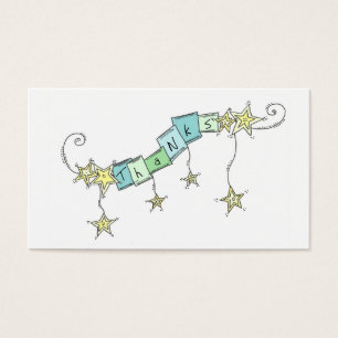 Cartes De Visite Merci Turquoises Stars Gratitude Small