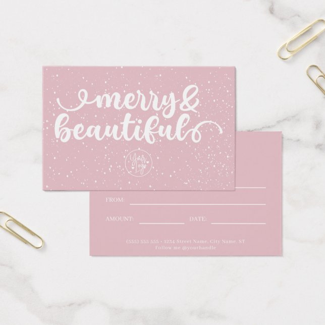 Cartes De Visite Merry & Beautiful Blush Pink certificat cadeau (Bureau)