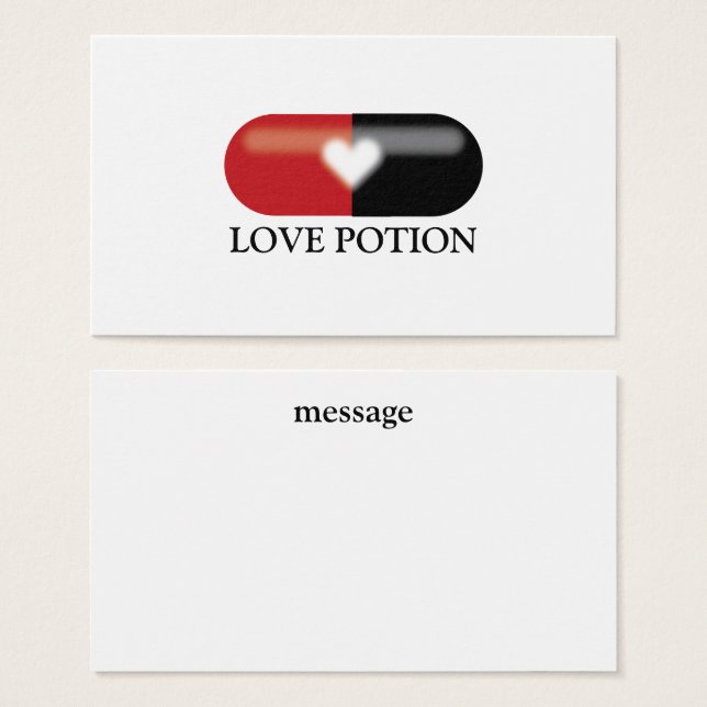Cartes De Visite Message Love Potion Pill (Devant & derrière)