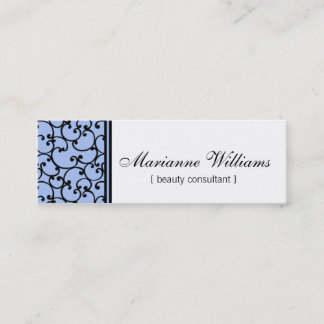Cartes de visite micro de beauté bleue de damassé